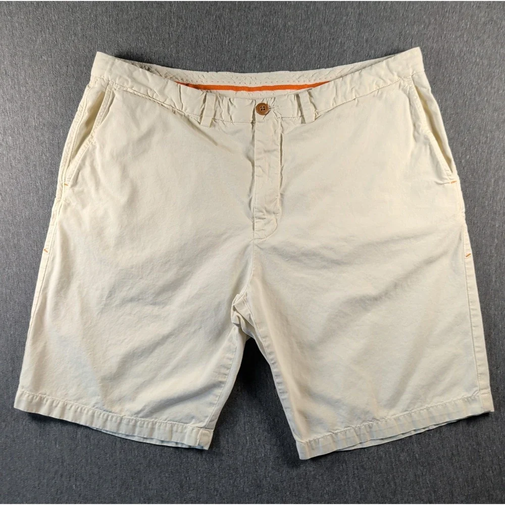 Tommy Bahama Men's Shorts Size 38 Pima Cotton Modal Off White Marlin Flat Front